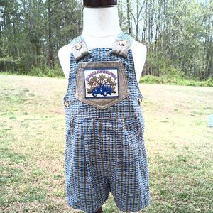 Bosco Toddler Seersucker Overall Romer 2T Blue & Gray, Side Buttons & Snap Legs